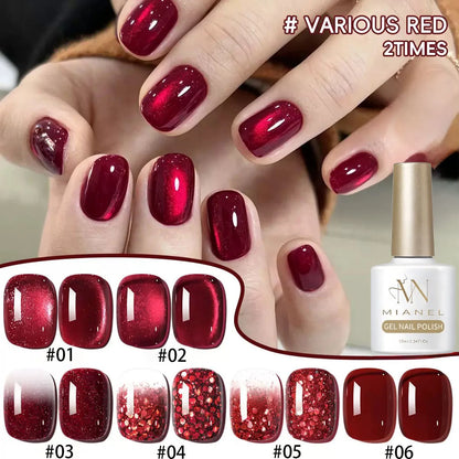 MN 12ML 1-21PCS Hot Selling Red through Half the Sky Cat Eye Nail Polish New Whitening Glass Bead Cat Eye Nail Polish Nail Art