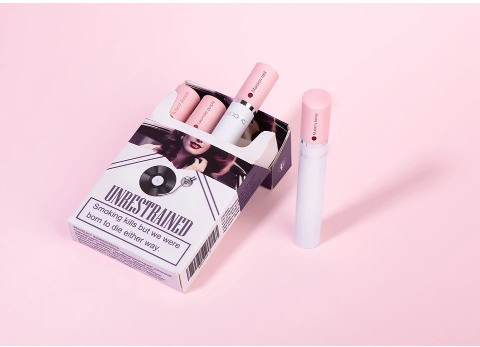 4 Pcs Cigarette Lipstick Set Matte Lip Gloss Long Lasting Waterproof Nude Lip Tint Lip Stick Tube Cosmetics Christmas Gift