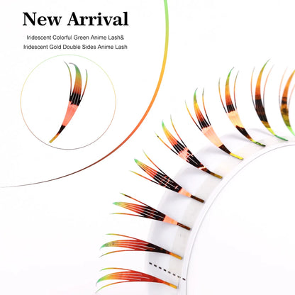 AGUUD Color Shiny Comic Spire Lashes Extension Manga Style Holographic Feather Lash Natural Soft Tinsel Anime Lash for Christmas