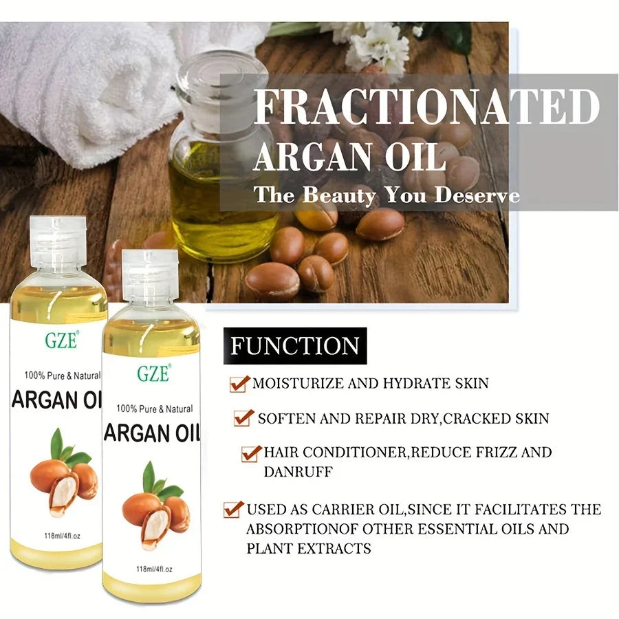 GZE Organic Moroccan Argan Oil Pure Cold Pressed Virgin Premium Grade Moisturizer for Dry, Damaged Skin, Hair, Face, Body, Scalp