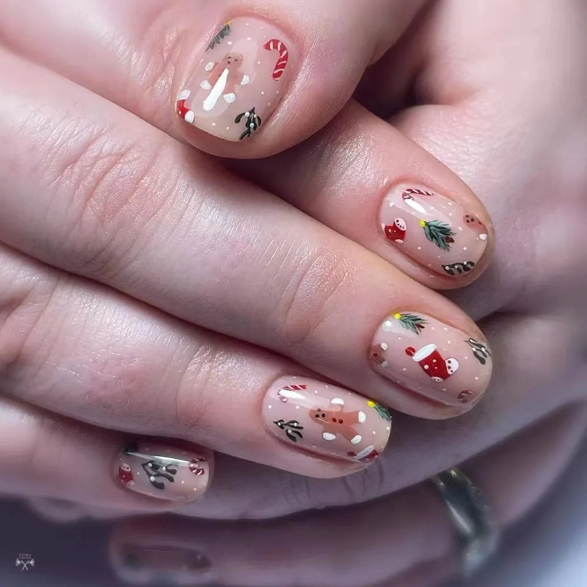 24Pcs/set Christmas Press on Nails Mid-length Square False Nails Snowman Pattern Wearable Fake Nail Art Uñas Накладные Ногти 네일팁