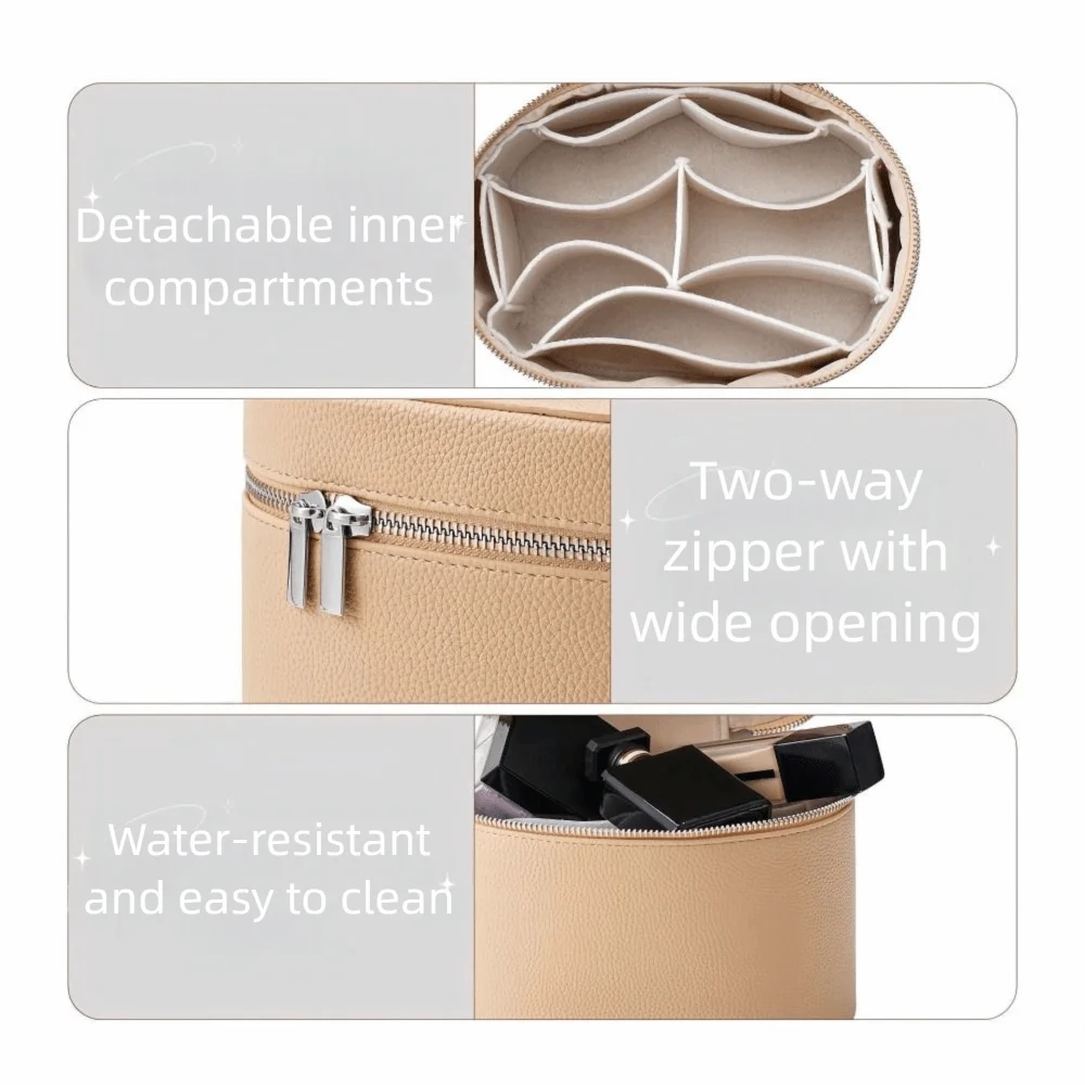 Large Capacity Cosmetic Box PU Leather Internal Storage Box Travel Organizer Bag Waterproof Zipper Closure Makeup Bag Daily Use