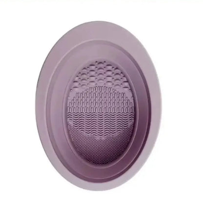 Multi-functional Silicone Makeup Brush Cleaning Bowl Powder Puff Beauty Washing Scrubber Pad with Folding Brush Holder