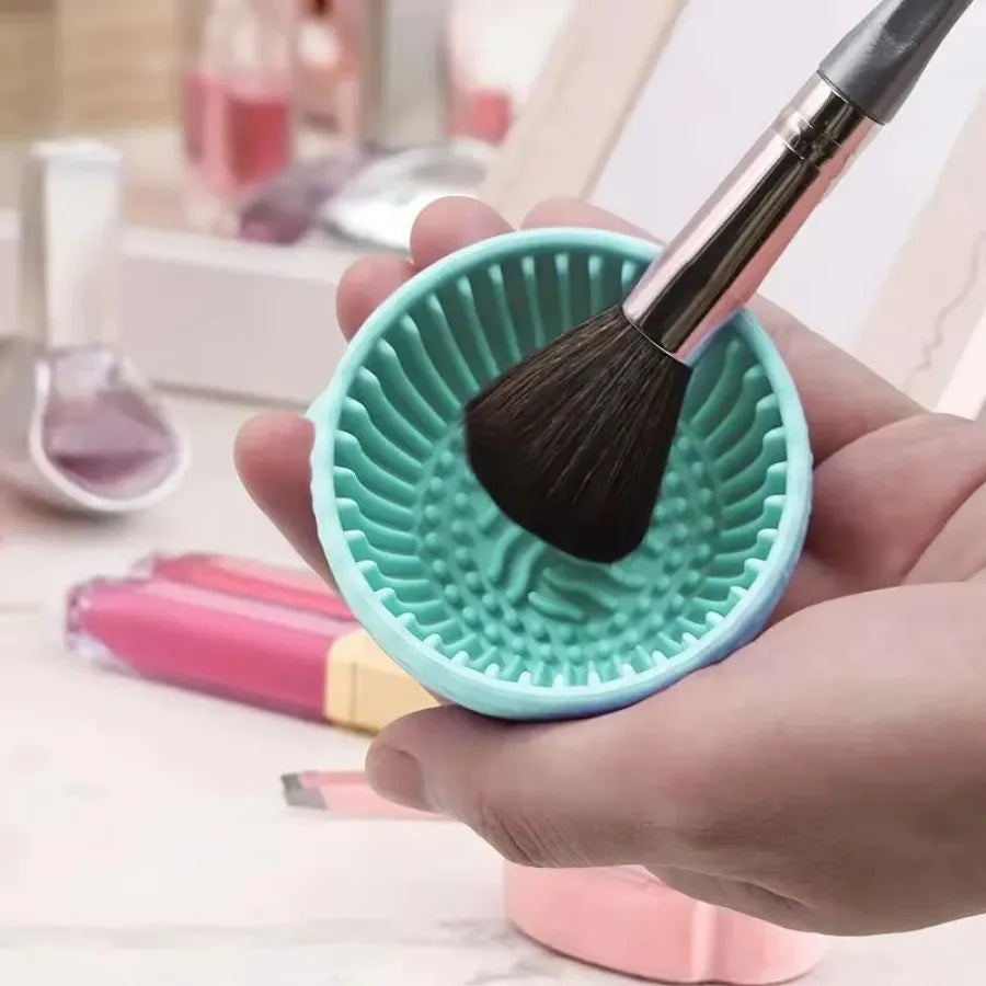 1Pc Silicone Makeup Brush Cleaning Bowl, Non-Slip Scrubber for Deep Cleaning All Facial Brushes, Portable Tool
