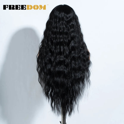 FREEDOM Synthetic Lace Front Wigs For Women Easy Wear Long Curly Wavy Ombre Blonde Ginger Lace Wigs Heat Resistant Cosplay Wigs