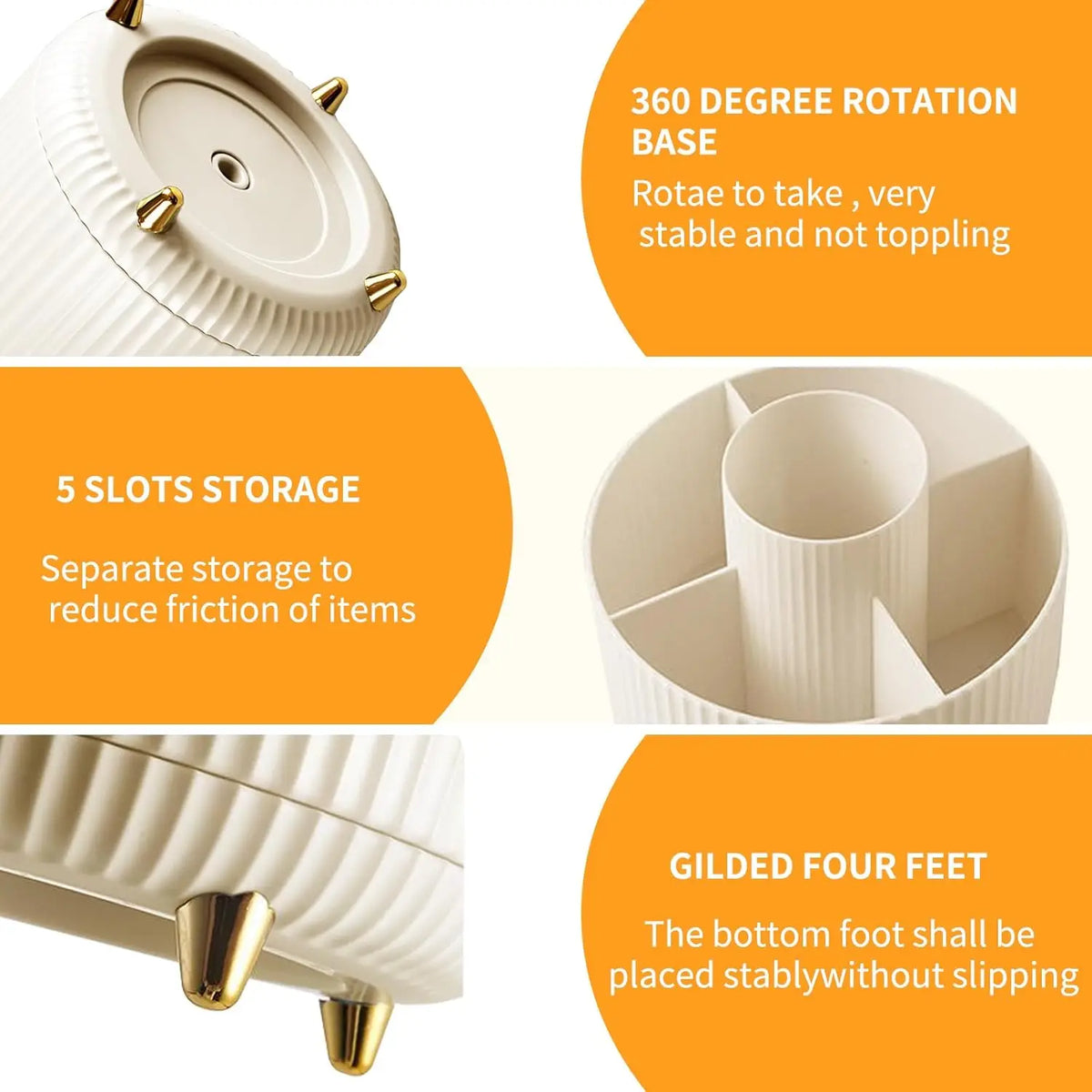 360° Rotating Makeup Cosmetic Storage Organizer Box Space-Saving Spinning Holder for Countertop Vanity Shower Bedroom Bathroom
