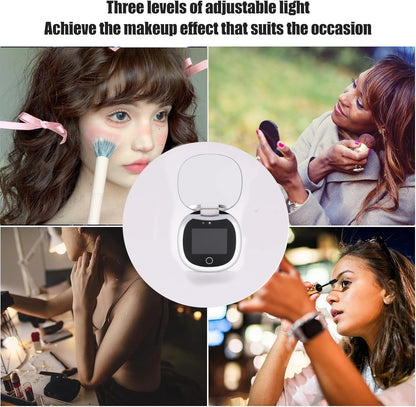 UV Mirror for Sunscreen Test Camera,Sun Protection Visualization Travel Makeup Mirror，with LED Light Compact Hand Mirror