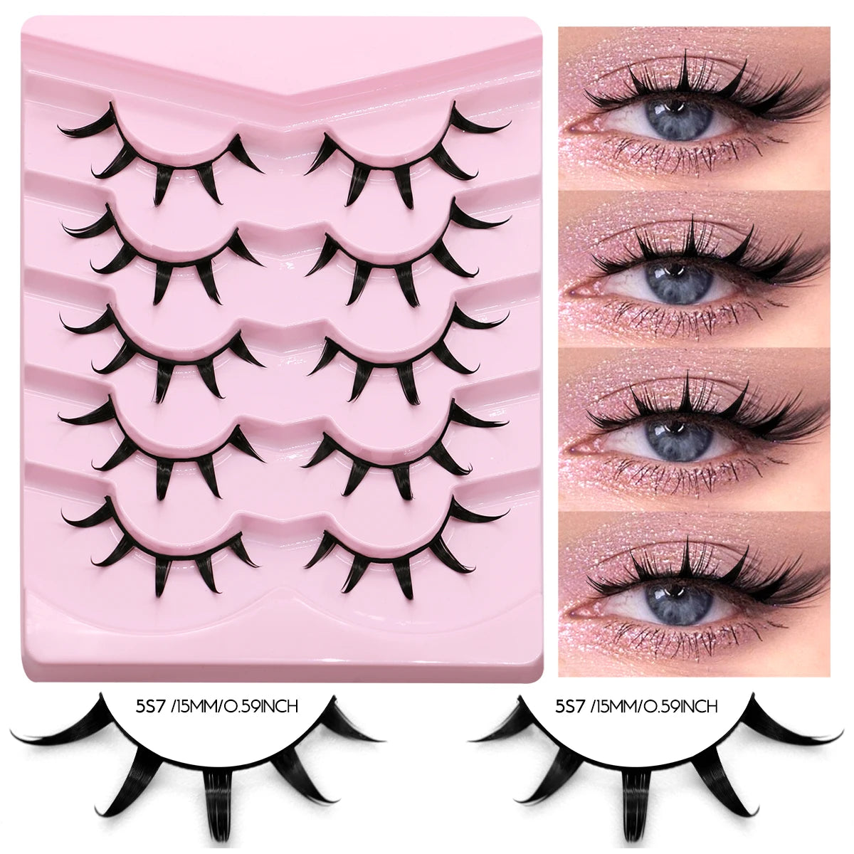 GROINNEYA Manga Lashes 3D Mink Lashes Natural Eyelashes Soft Cross Wispy False Eyelashes 3D Natural Lashes Eyelash Extension