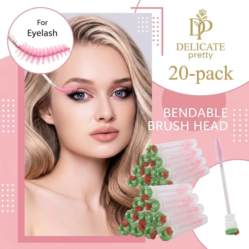 20Pcs Christmas Mascara Wand Eyelash Brushe Spoolies Eye Lash Extension Tool Makeup Accessories Xmas Gift for Women Random Style