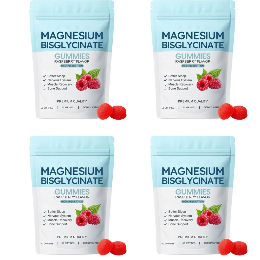 Magnesium Bisglycinate Gummies Support Daily Sleep Quality Help Maintain Nervous System Health Assist Muscle Recovery 60 Gummies