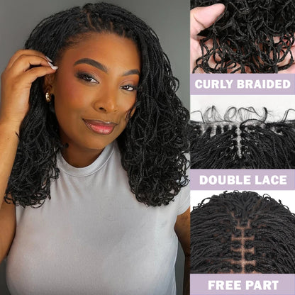 Short Curly Twist Box Braided Wigs for Women Synthetic Braided Full Lace Wigs with Baby Hair Ready to Wear Glueless Braided Wig