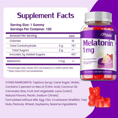 Melatonin Gummies 1mg - Children's Sleep Aids, Relieves Stress, Improves Insomnia, Improves Sleep Quality and Deeper Sleep