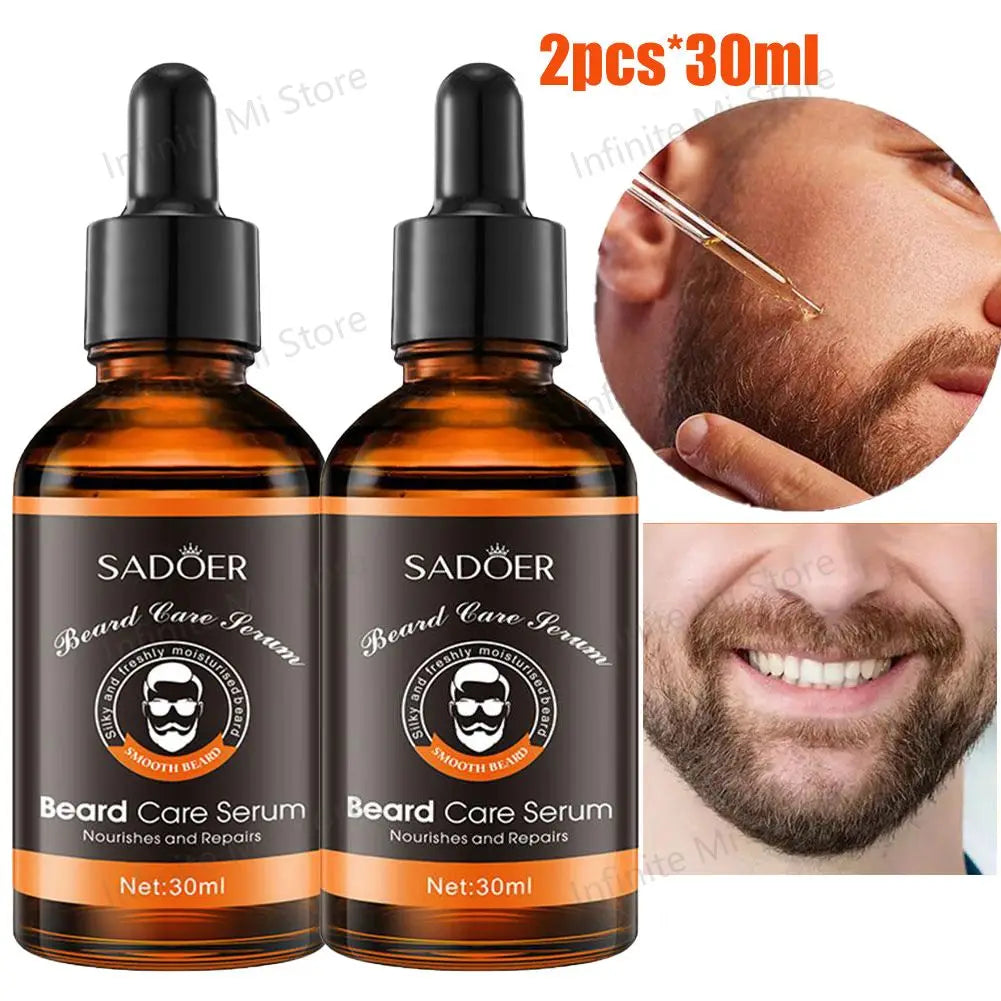 2pcs Beard Care Oil For Men Natural Organic Beard Care Fast Shine Soften Beard Strengthens Mustaches Smooth Nourishing Beard Oil
