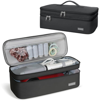 Hair Dryer Case Portable Hairdressing Tools Storage Bag Double Layer Travel Curling Iron Clip Brush Organizer Box, Carrying Cas