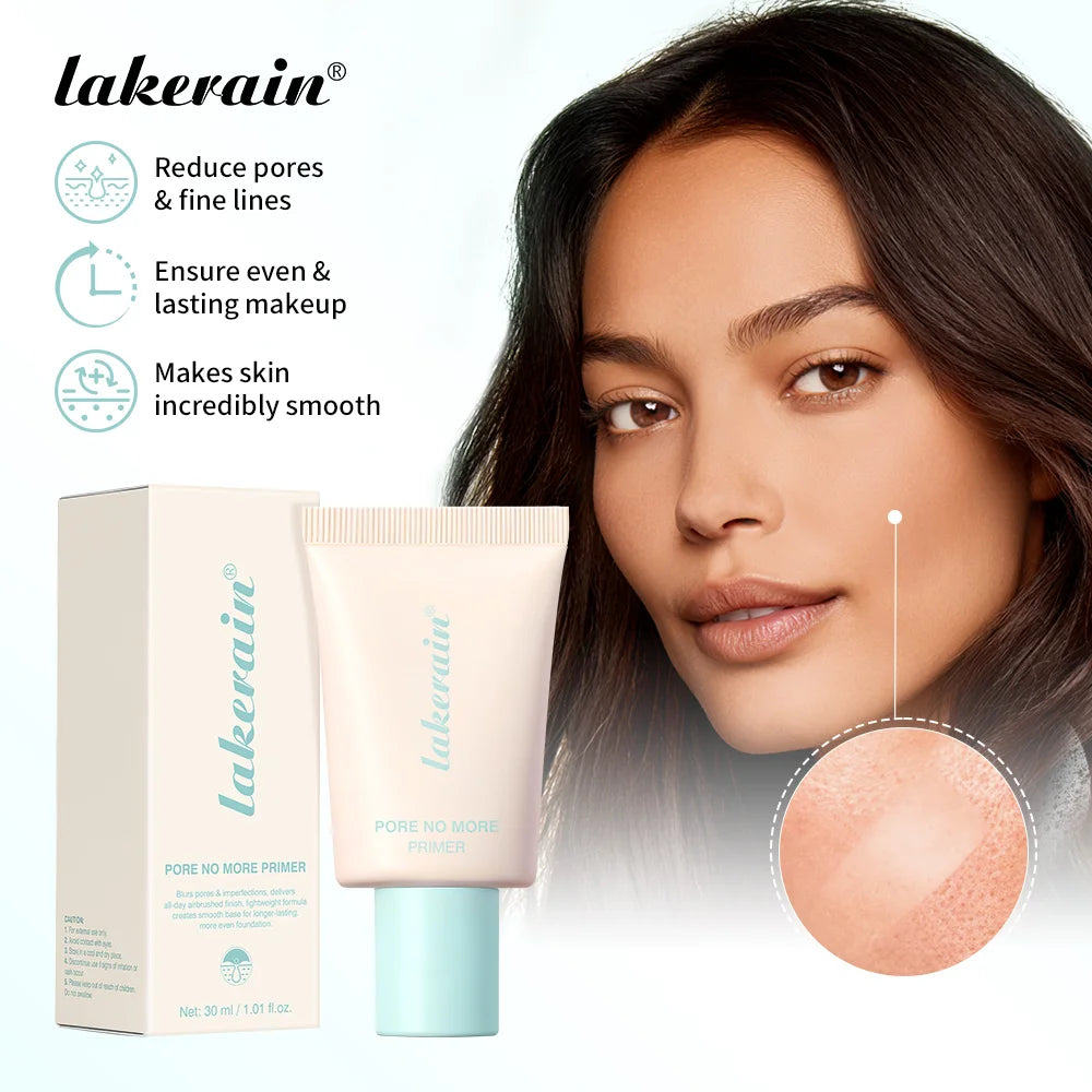 Lakerain Pore No More Makeup Primer Long Lasting Oil Control Hidden Pores Smooth Matte Makeup Effect Slightly Concealer Primer