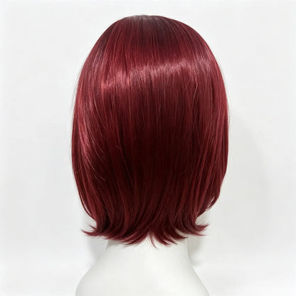 Straight Bob Wig 14 Inch Redwine Heat Resistant Synthetic Wig For Women