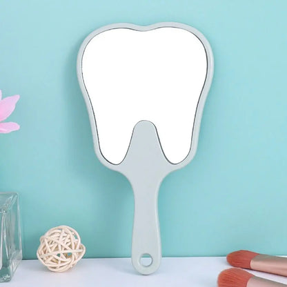 Universal Tooth Shaped Handheld Mirror PVC High Definition Makeup Mirror Dental Mirrors Gift