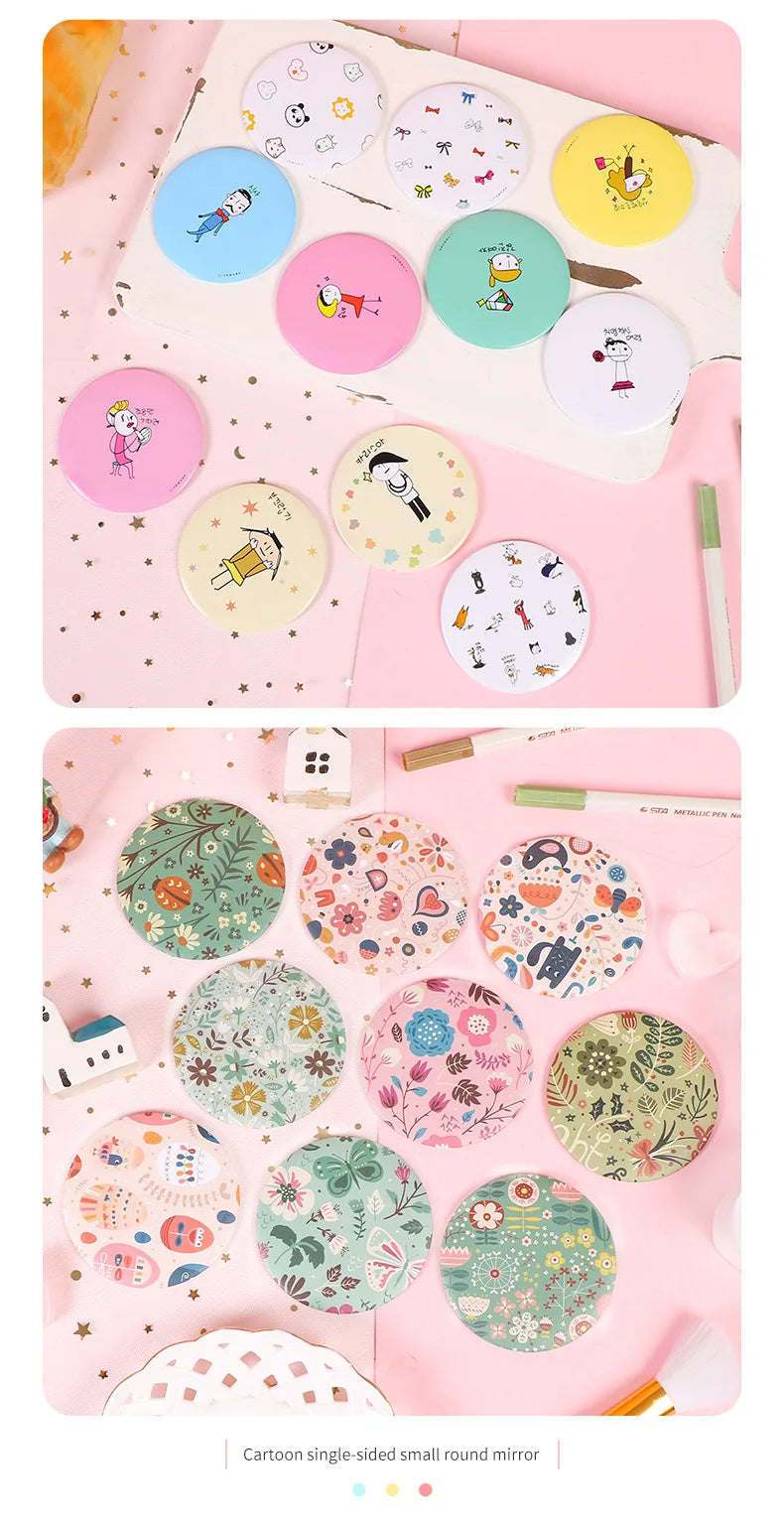 30 Pcs Cartoon Flower Cosmetic Mirror / Sweet Women Makeup Pocket Mini Portable /Nice Party Christmas Gift