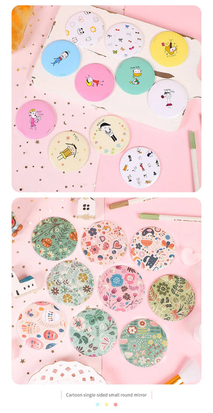30 Pcs Cartoon Flower Cosmetic Mirror / Sweet Women Makeup Pocket Mini Portable /Nice Party Christmas Gift
