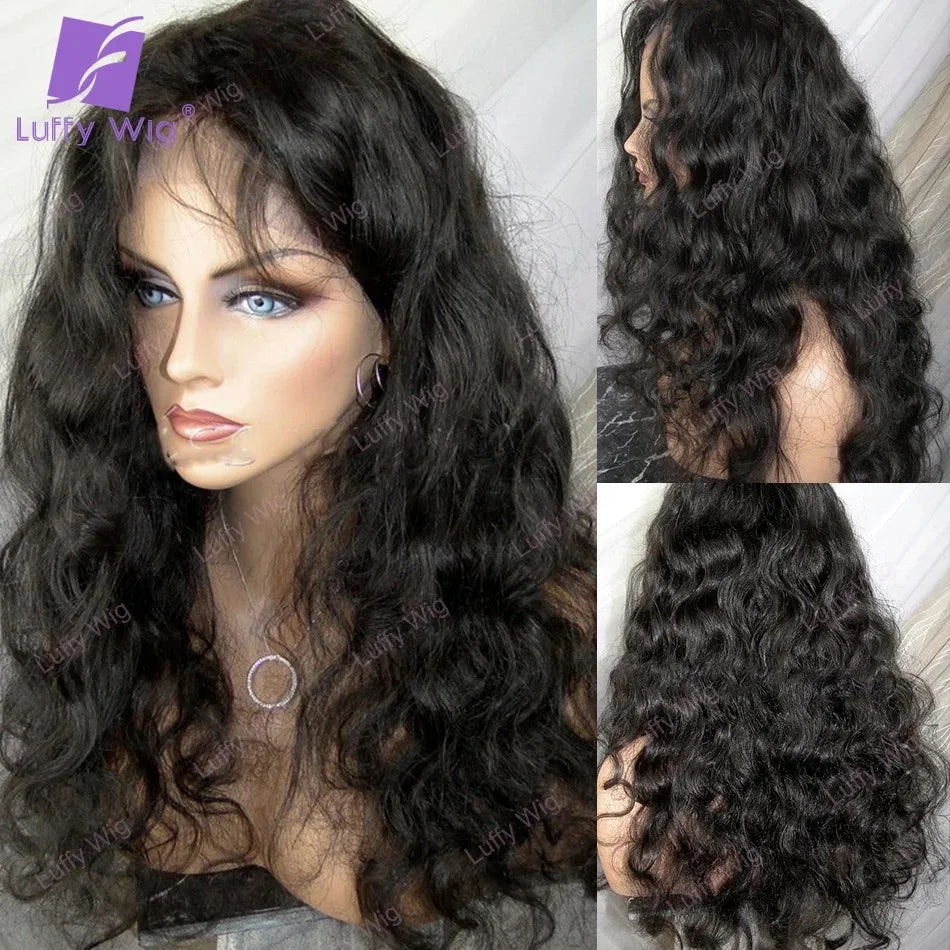 5x5 PU Silk Scalp Top Lace Front Wig Loose Wave Human Hair Brazilian Remy Curly 5x5 Closure PU Fake Scalp Plucked 200% For Women
