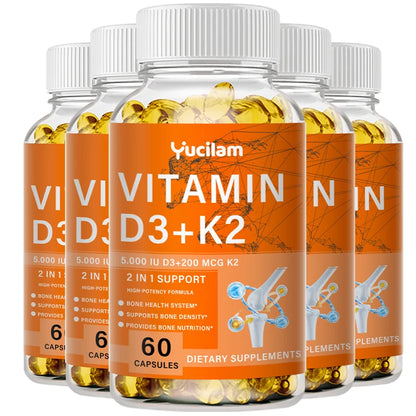 Vitamin D3 + K2 with Calcium, Magnesium, and Zinc – Bone Muscle Nervous Immune System Health Support