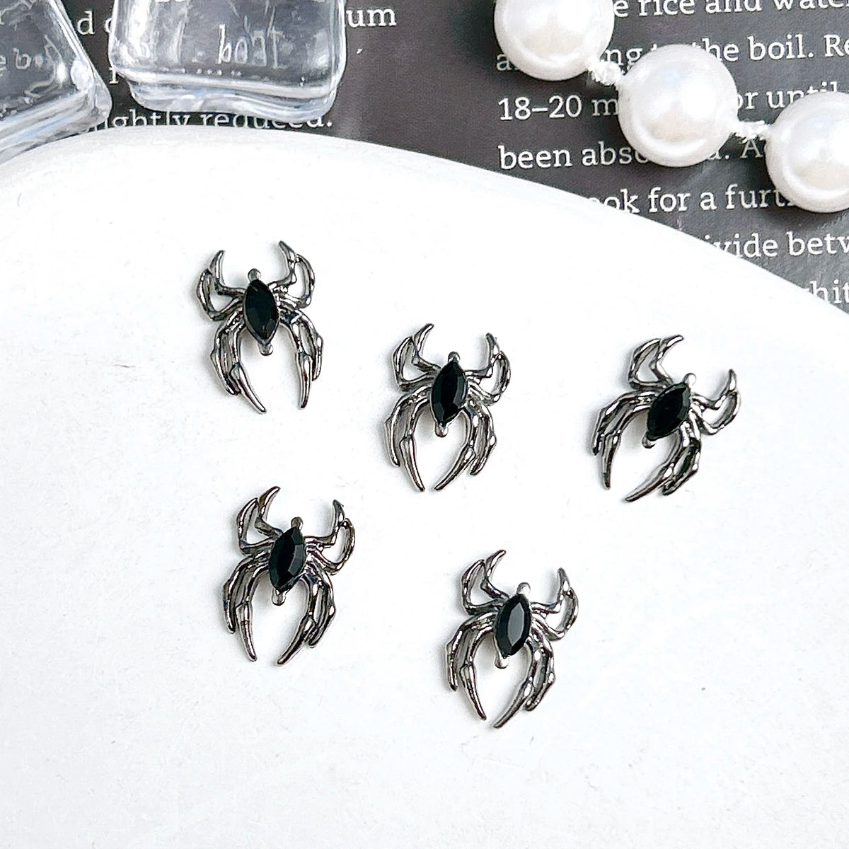 20PCS Multiple Style Alloy Skull Spider Nail Art Charms New Creative Glass Diamond Bat Halloween Nail Decorations for DIY Nails