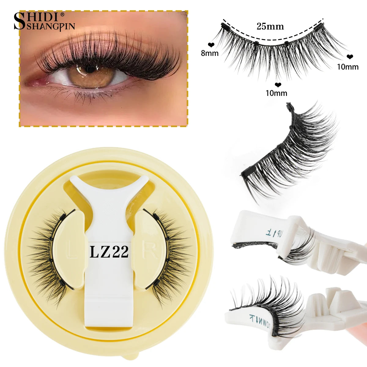 1/2 Pairs Reusable Magnetic Eyelashes Handmade Natural False Eyelash with Magnetic Tweezers Makeup Tool Fluffy Faux Mink Lashes