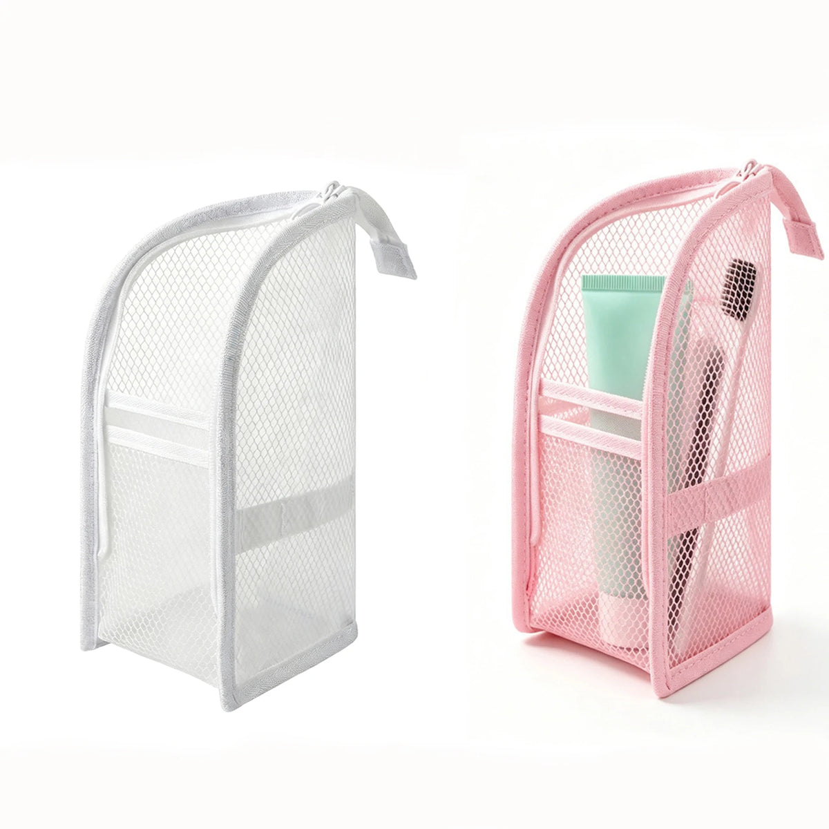 Waterproof Foldable Mesh Toiletry Bag Set for Women Portable Travel Organizer Stand-Up Cosmetic Pouch Bathroom Accessories