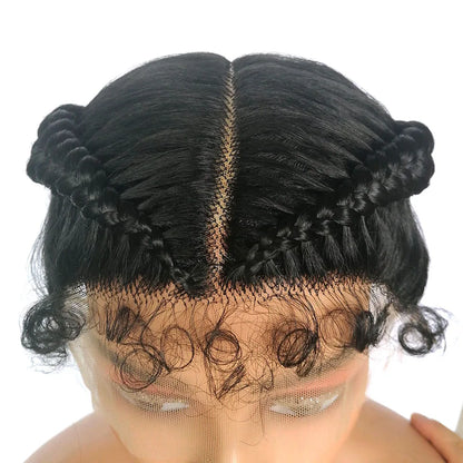 2 Cornrow Box Braids Wig 360 Lace Braided Wig With Baby Hair Synthetic American African Women 20 Inches Braids Wig