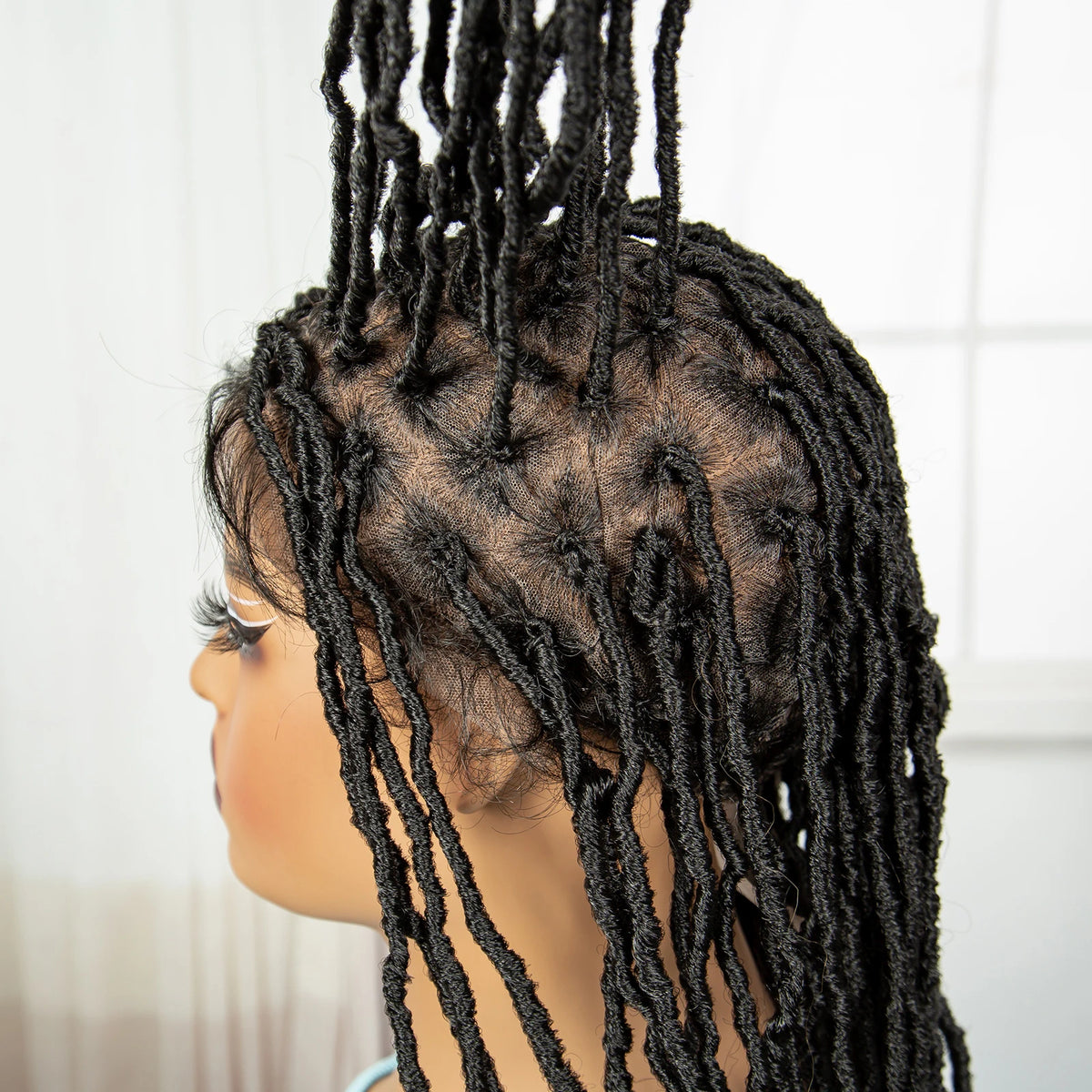 24Inch Full Lace Locs Braided Wigs with Baby Hair Lace Frontal Synthetic Braids Wigs for Black Women Natural HD Lace Braids Wigs