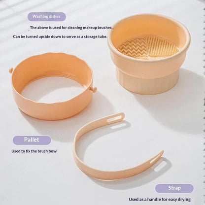 3-In-1 Foldable Silicone Makeup Brush Cleaner Mat & Drying Rack Lightweight Portable Cosmetic Brush Cleaner for Business Trips