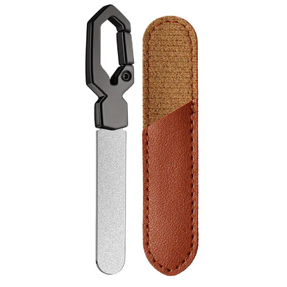 Professional Creative Quick Clip Stainless Steel Reusable Diamond Nail File, Portable Keychain Manicure Polishing Buffing Tools