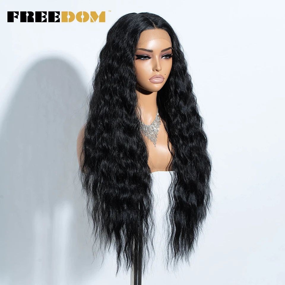 FREEDOM Synthetic Lace Front Wigs For Women Easy Wear Long Curly Wavy Ombre Blonde Ginger Lace Wigs Heat Resistant Cosplay Wigs