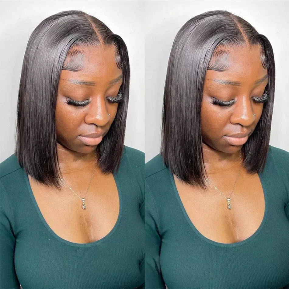 Straight 13x4 Short Bob Remy Hair HD Transparent Lace Full Lace Frontal Wigs 100% Human Hair For Women 4x4 5x5 Lace Closure Wig