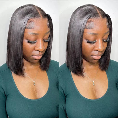 Straight 13x4 Short Bob Remy Hair HD Transparent Lace Full Lace Frontal Wigs 100% Human Hair For Women 4x4 5x5 Lace Closure Wig