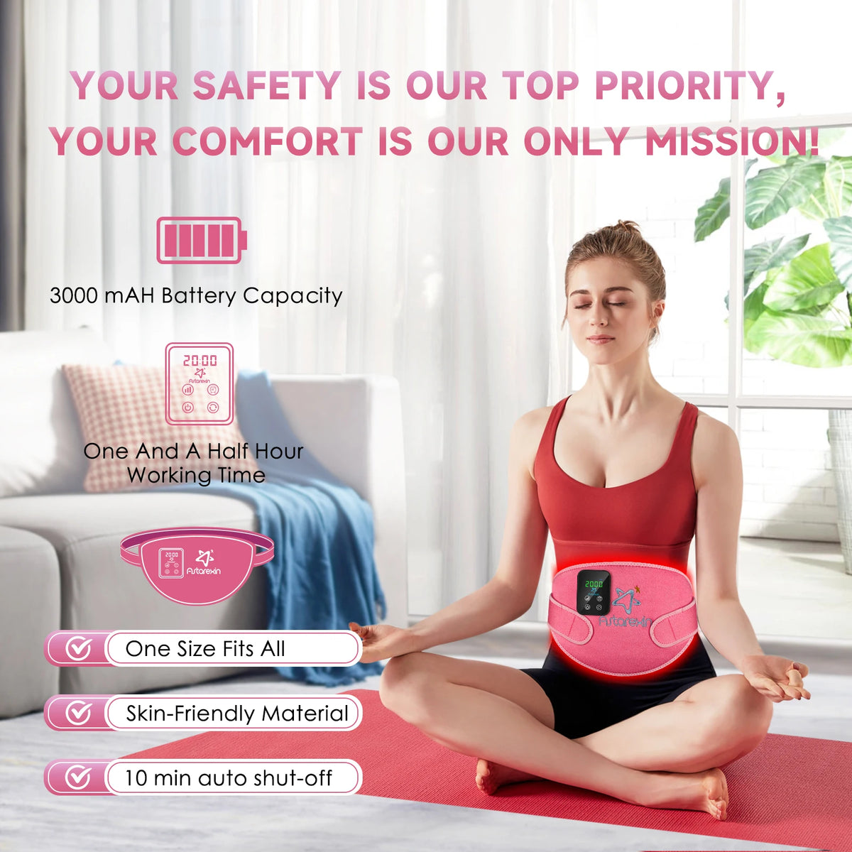 Astarexin 156 LEDs Red Light Infrared Therapy Menstrual Belt, Heating Pad for Period Cramps, Waist & Abdomen Pain Relief