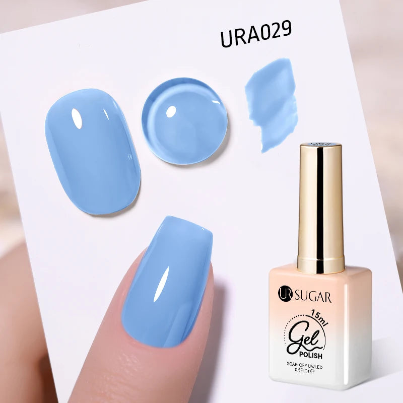 UR SUGAR 15ml Gel Nail Polish Neon Blue Red Green Pastal Nude UV/LED Soak Off No Wipe Nail Gel Polish Suitable For Summer Autumn