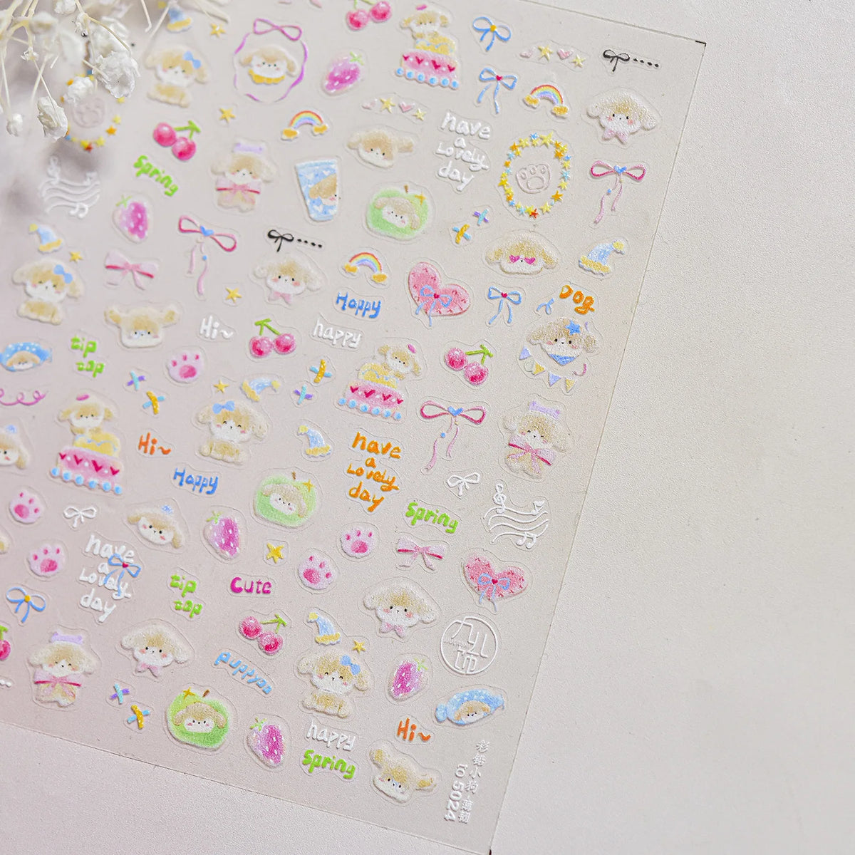 Cute Cartoon Christmas 5D Nail Stickers Red White Candy Cane Mint Cookie Gingerbread Man Snowflake Self Adhesive Nail Decals