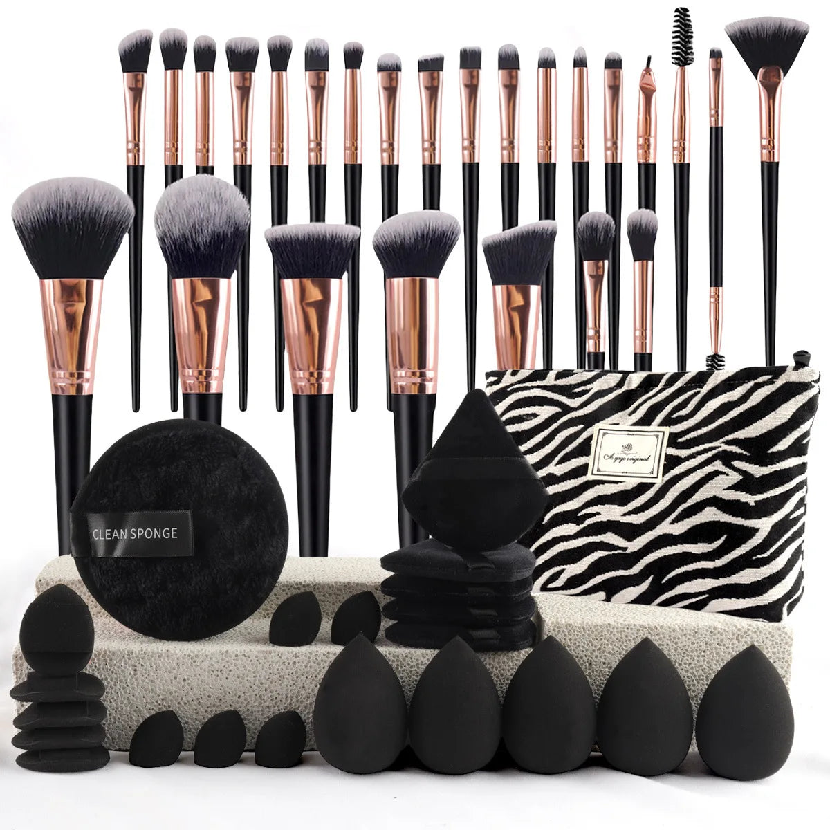 47Pcs Professional Makeup Brushes Set Beauty Tools Kit Portable Travel Cosmetic Bag Puff Toiletry Makeup Accessories Set