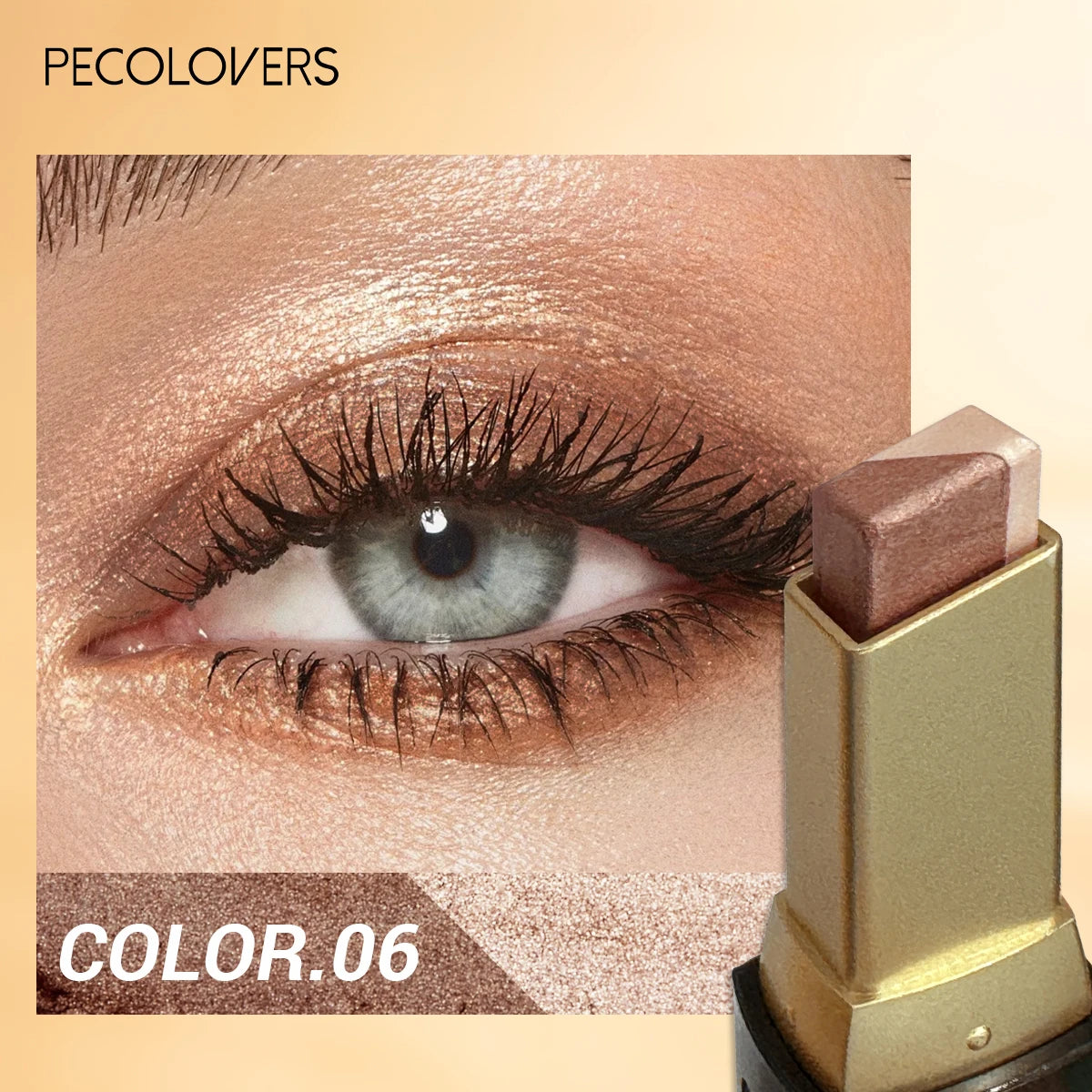 1Pc Dual-Color Eyeshadow Stick, Blendable Eye Color For Daily Makeup, Brown And Pink, Cosmetic Eye Makeup Product
