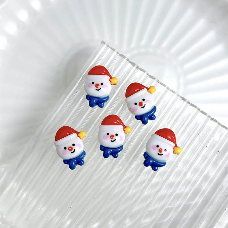 30PCS 3D Cartoon Santa Claus Elk Nail Charms Cute Snowman Dot Christmas Socks Nail Art Decorations for DIY Christmas Style Nails