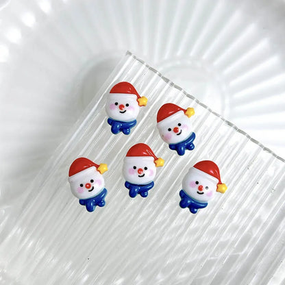 30PCS 3D Cartoon Santa Claus Elk Nail Charms Cute Snowman Dot Christmas Socks Nail Art Decorations for DIY Christmas Style Nails