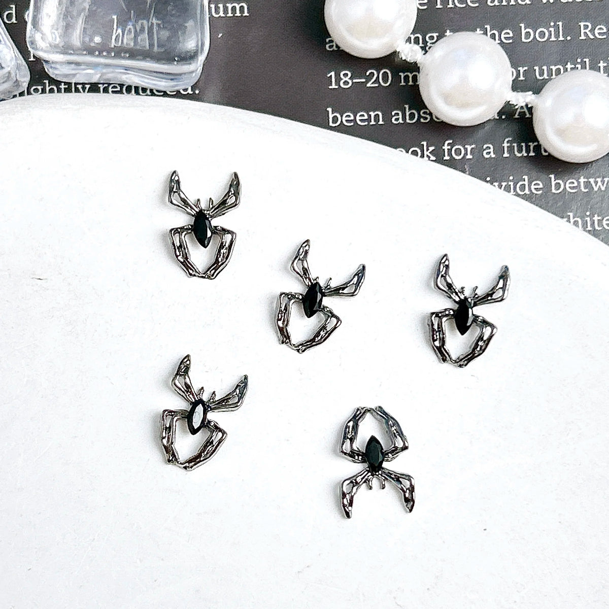 20PCS Multiple Style Alloy Skull Spider Nail Art Charms New Creative Glass Diamond Bat Halloween Nail Decorations for DIY Nails