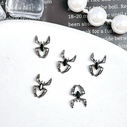 20PCS Multiple Style Alloy Skull Spider Nail Art Charms New Creative Glass Diamond Bat Halloween Nail Decorations for DIY Nails