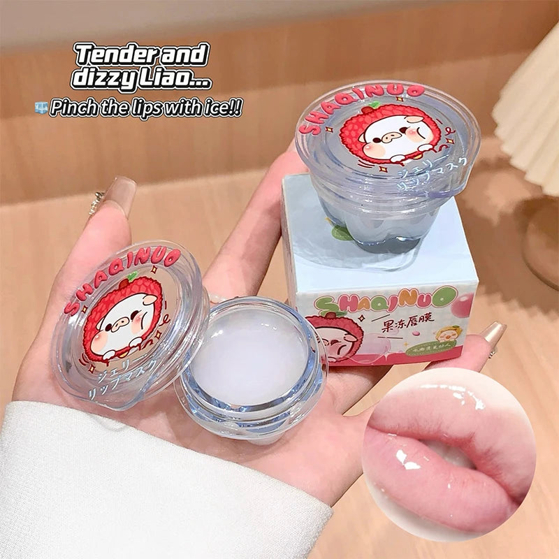 Shaqinuo Jelly Lip Mask Moisturizing and Hydrating Sleep Fruit Lip Balm for Students to Reduce Lip Lines and Prevent Dryness, a Must-Have Christmas Gift for Autumn and Winter.