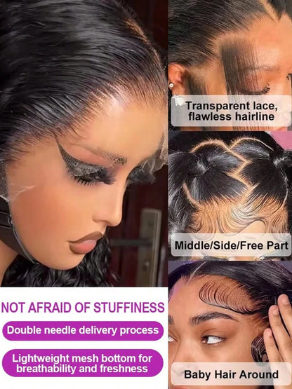 250 Density Jerry Curly Human Hair Wig 360 HD Transparent Lace  Curly Wigs 36 Inches Preplucked