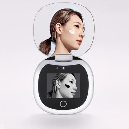 UV Mirror for Sunscreen Test Camera,Sun Protection Visualization Travel Makeup Mirror，with LED Light Compact Hand Mirror