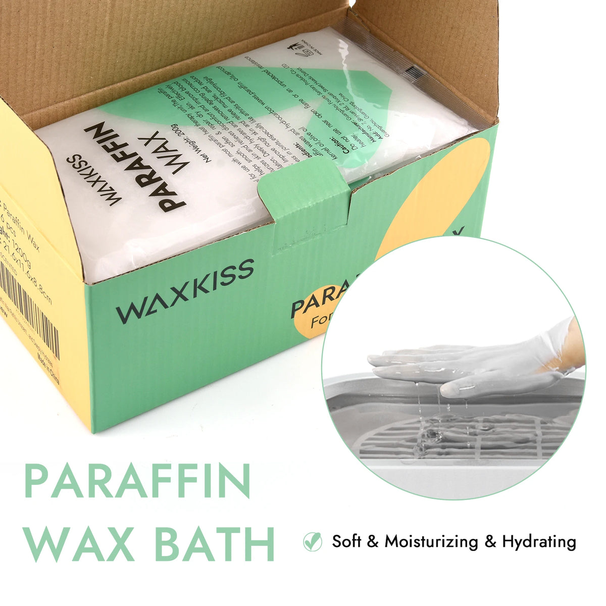 WAXKISS 1200g Paraffin Wax Refill for Paraffin Wax Bath Machine Moisturizing and Skin Softening Hand and Foot Care Wax New Formula for Long-Lasting Warmth Gentle Paraffin Wax Treatment for Smooth and Soft Skin Ideal for Home