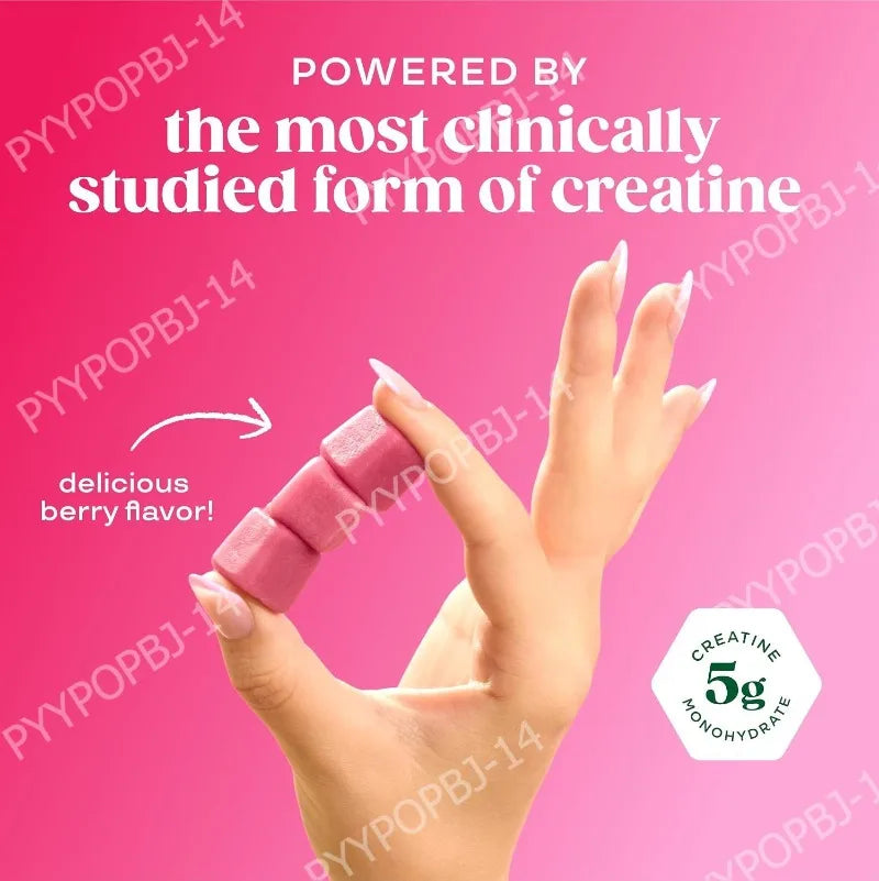 Berry Flavor Creatine Monohydrate 5g Gummies - Zero Sugar 36 Count Non-GMO Gluten Free Vegetarian Supplement for Fitness And Bod