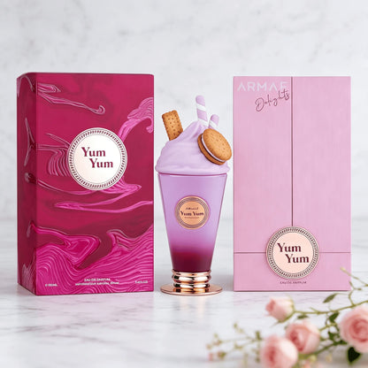 Armaf Yum Yum 100ml Purple Milkshake Ice Cream Shaped Bottle Sweet Gourmand Scent Long Lasting Eau de Parfum For Women Luxury Fragrance Spray Birthday Holiday Gift